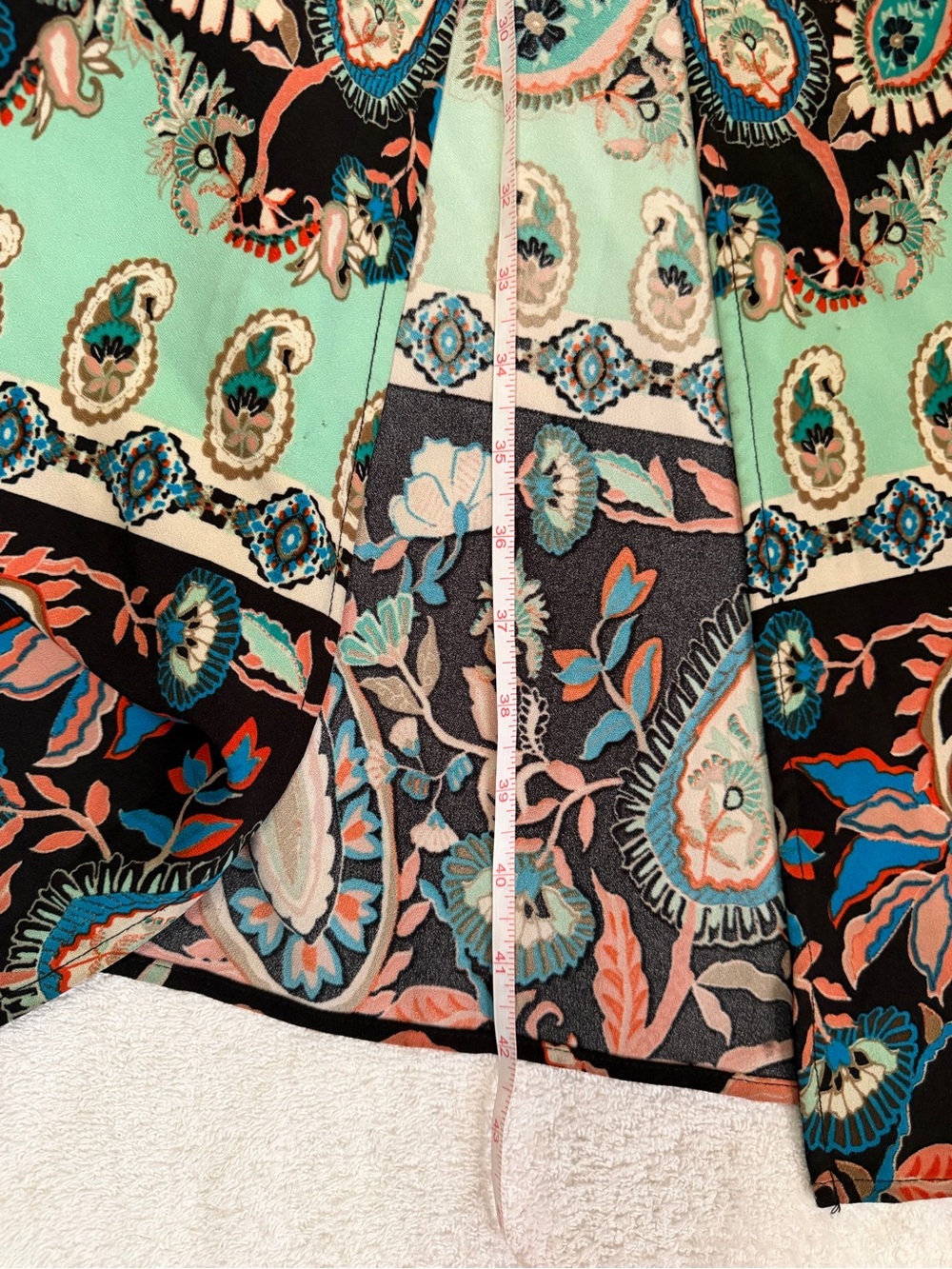 New York & Company Maxi Side-Slit Skirt Paisley Stretch Boho Casual Beach Cruise - Picture 5 of 9